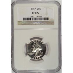 1957 proof Washington  quarter  NGC67 STAR   est $45-$50