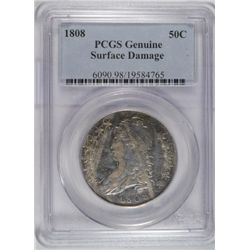 1808  Bust half $  PCGS genuine surface damage  est $90-$100