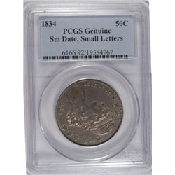 1834 small date / letters  Bust half $ PCGS genuine : COIN IS ORIGINAL  XF