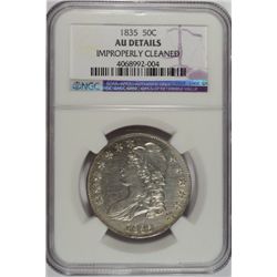 183 5 Bust half $ PCGS AU cleaned  est $225-$235