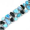 Image 1 : Moldavite, Fire Opal and Larimar Bracelet