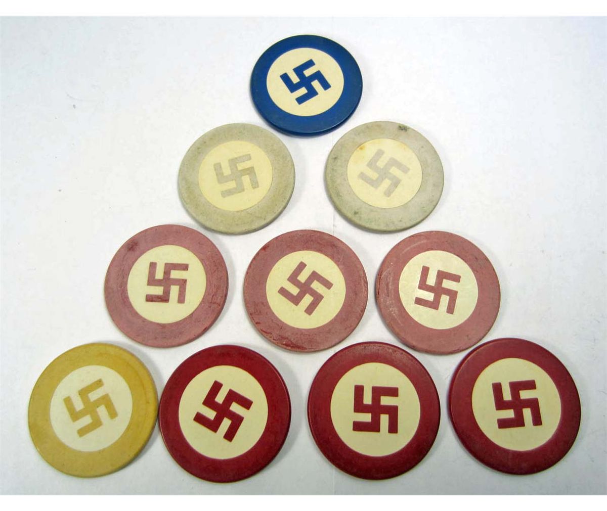 LOT OF 10 GERMAN NAZI POKER CHIPS