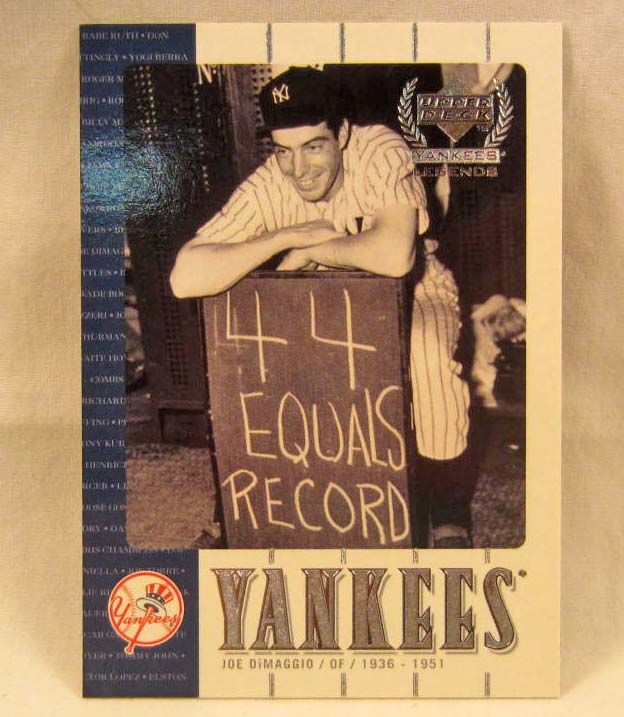 2618 2000 UPPER DECK JOE DIMAGGIO YANKEES LEGENDS BASEBALL CARD