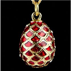 Red Pine Cone Faberge Egg Pendant