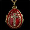 Image 1 : Crystal Cross on Red Faberge Inspired Pendant