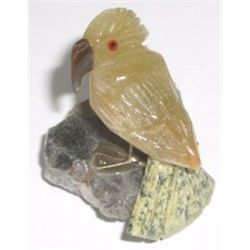 GEMSTONE *BABY COCKATOO* BIRD!! THIS BIRD IS ALL HANCARVED MADE OF DIFFERENT GEMSTONES INCLUDING ONX