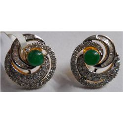 6.187g Earring in 14kt 5.597g Gold,1.53 Ctw Diamond,1.42 Ctw Emerald