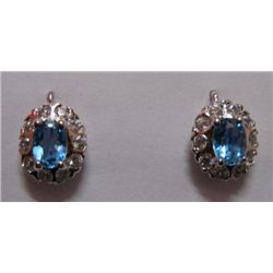 Blue Topaz and CZ Earring weight 4.280g in silver