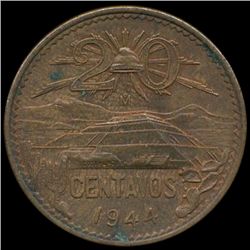 1944 Mexico 20c AU+ (COI-010046)