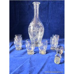 Vintage Decanter with 6 Cordial Glasses