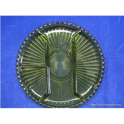 Green Glassware Relish/Condiment Plate
