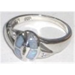 STERLING SILVER AUSTRALIAN 4 TOTAL OPAL RING STAMPED *.925* BEAUTIFUL NEW CONDITION!!