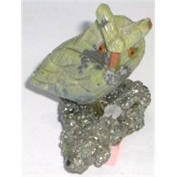 BEAUTIFUL GEMSTONE OWL ALL HAND CARVED GEMSTONES INCLUDE ONYX/MALACHITE/SERPATINE/QUARTZ/LAPIS
