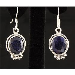 SAPPHIRE CORRUNDUM 28.30CTW MINI SILVER EARRING