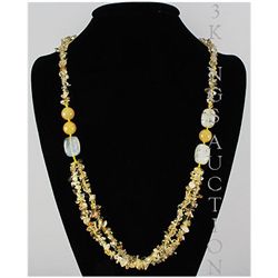 Natural 389.97ctw Yellow Topaz Sterling Silver Necklace