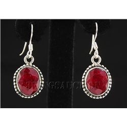 RUBY CORRUNDUM 28.85CTW SILVER HOOK EARRING