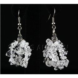 47.16CTW 2in. CRYSTAL CLEAR CHIPPED STONE HOOK EARRING