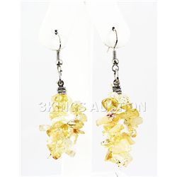 61.45CTW 2in. YELLOW QUARTZ CHIPPED STONE HOOK EARRING