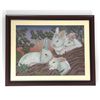 Image 1 : 30 1/2" x 24 1/2" Playful Rabbits Gemstone Painting