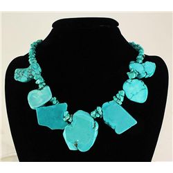 688.00CTW BOLD BIG CHUNKY TURQUOISE FASHION NECKLACE