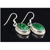 Image 2 : EMERALD BERYL 39.27CTW SILVER HOOK EARRING