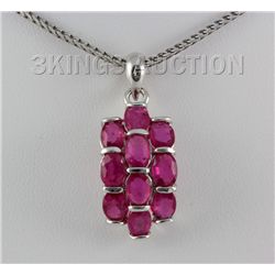 20.66CTW Pink Ruby Cluster Design Silver Pendant