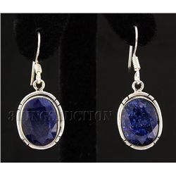 SAPPHIRE CORRUNDUM 25.63CTW SILVER HOOK EARRING