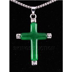 JADE CROSS 3.23GRAMS IN SILVER PLATED PENDANT