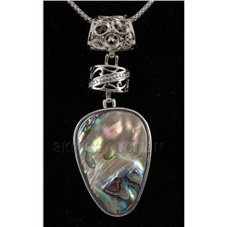 NATURAL 15.03GRAMS MOTHER OF PEARL SILVER PENDANT