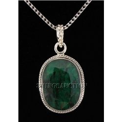 EMERALD BERYL 33.67CTW STERLING SILVER PENDANT