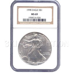 Certified Uncirculated Silver Eagle 1998 MS69