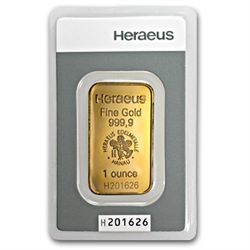 1 oz Heraeus Gold Bar New .9999 Fine