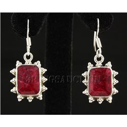 RUBY CORRUNDUM 34.82CTW SILVER HOOK EARRING