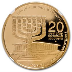 2012 Israel 1 oz Gold Menorah .9999 MS-70 NGC