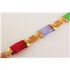 Image 2 : MULTI-COLOR 9.65CTW JADE GOLD PLATED SILVER BRACELET