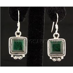 EMERALD BERYL 32.85CTW SILVER HOOK EARRING