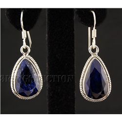 SAPPHIRE CORRUNDUM 38.68CTW SILVER HOOK EARRING