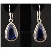 Image 1 : SAPPHIRE CORRUNDUM 38.68CTW SILVER HOOK EARRING