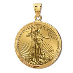 2012 1 oz Gold Eagle Pendant (Diamond-Prong Bezel) 14KT