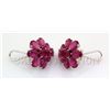 Image 1 : Beautiful 51.30CTW Flower Pink Ruby Silver Earring