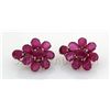 Image 2 : Beautiful 51.30CTW Flower Pink Ruby Silver Earring