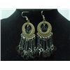 Image 1 : ANCIENT BLACK SHELL CHAINED DANGLING EARRINGS; METAL; S
