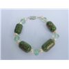 Image 1 : 200CTW GREEN CARNILLIAN AND PEARL BRACELET****8-INCH***