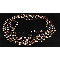 123.71CTW Multi Color Thread Freshwater Pearl Necklace