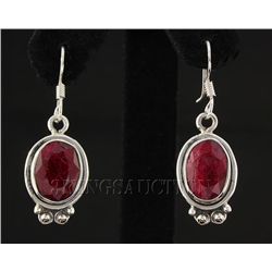 RUBY CORRUNDUM 31.76CTW SILVER HOOK EARRING