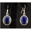 Image 1 : SAPPHIRE CORRUNDUM 28.92CTW SILVER HOOK EARRING