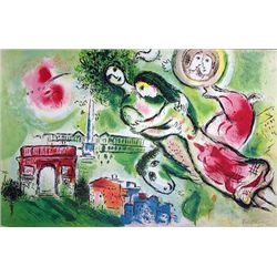 Chagall 'Romeo & Juliet" Ltd Edition Plate Signed Lithograph W/COA, 32"x24"