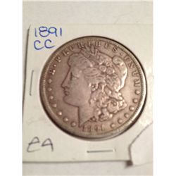 1891-CC MORGAN SILVER DOLLAR