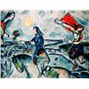 Image 1 : Chagall 'Lovers Over Paris" Ltd Edition Plate Signed Lithograph W/COA, 32"x24"