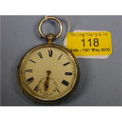 A silver pair cased open face verge pocket watch, white enamel dial,  sun motif as 12, then AMIC